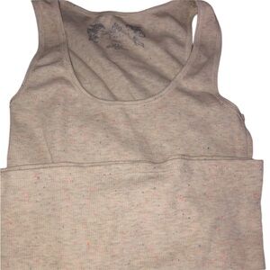 Poof size small heathered Ivory scoop neck tank, great neutral